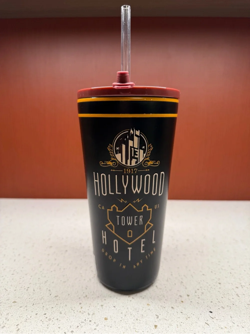 NEW DISNEY HOLLYWOOD TOWER HOTEL 19oz STAINLESS STEEL TUMBLER “DROP IN ANY TIME”